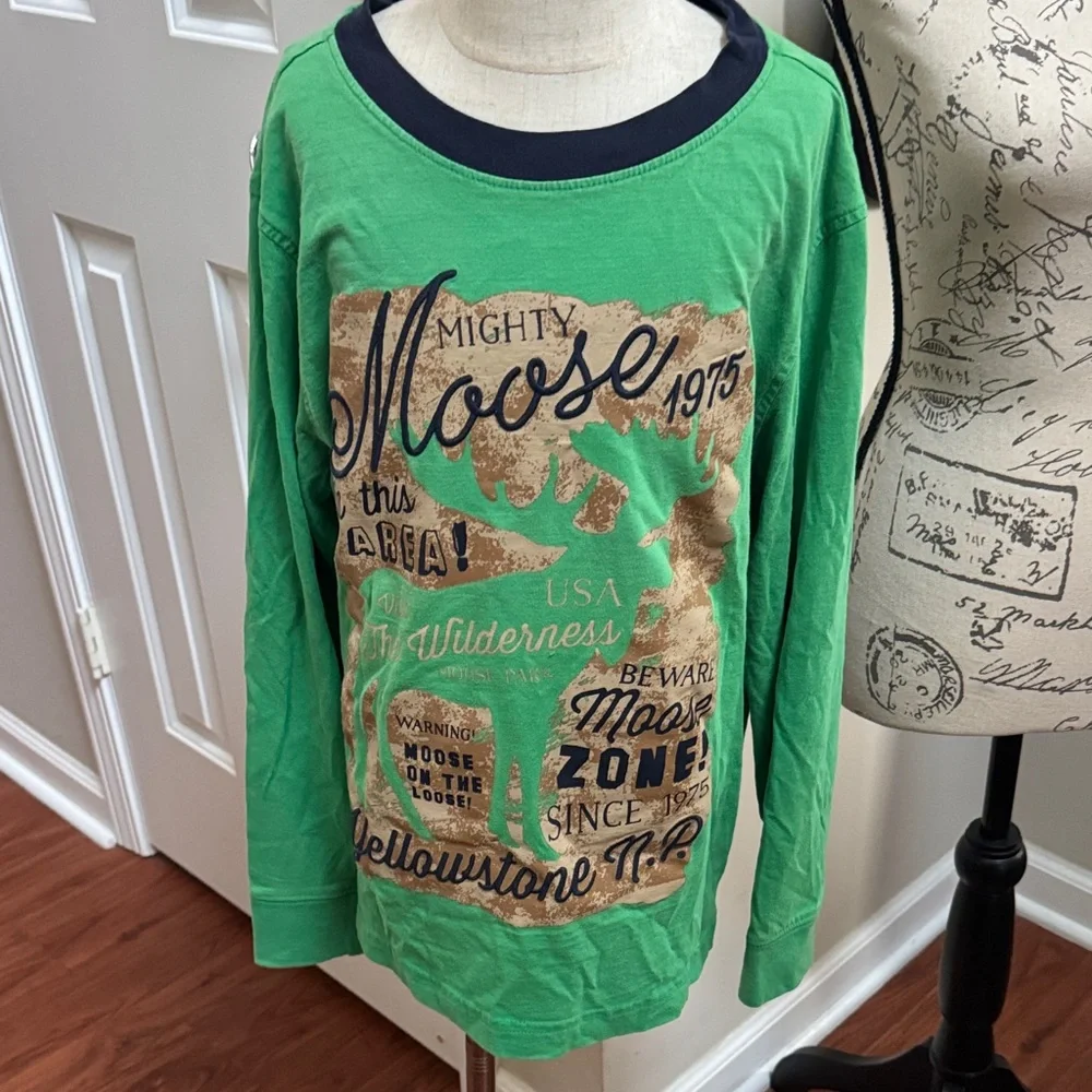 🫎 Gymboree Green Moose Graphic Long Sleeve Tee